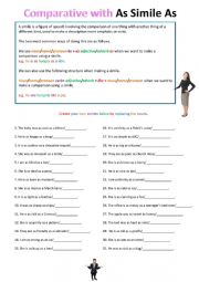 English Worksheet: Comparative similes 