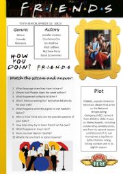 English Worksheet: Friends Sitcom Activity 10x13