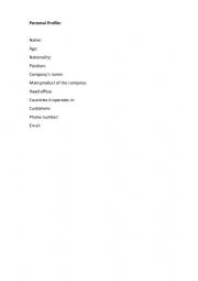 English Worksheet: Personal Profile (business English)