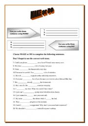 English Worksheet: Make or Do