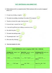 English Worksheet: Past continuous and past simple