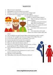 English Worksheet: MANNERS conversation