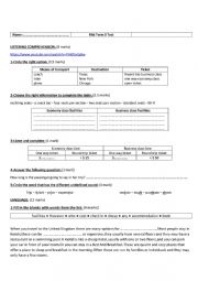 English Worksheet: Mid Term 3 Test for 8th form (Listening + Link + Language)