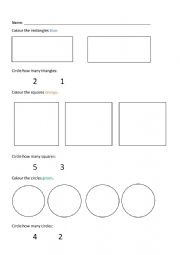 English Worksheet: Colour and count