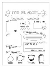English Worksheet: about myself