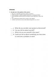 English Worksheet: speaking test