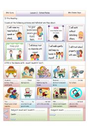 English Worksheet: Module 2 Lesson 2 School Rules