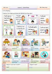 English Worksheet: Module 2 Lesson 2 School Rules