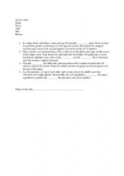 English Worksheet: recipe - pancake