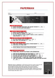 English Worksheet: Paperman Video Activity