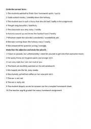 English Worksheet: Adverb or Adjective Worksheet