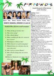 English Worksheet: Friends sitcome - 09 x 23, 24