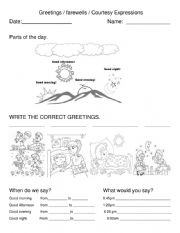 English Worksheet: Greetings/farewells/courtesy expressions