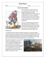 English Worksheet: World History - The French Revolution