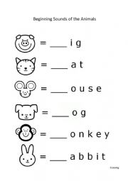 English Worksheet: Animal Beginng Sound