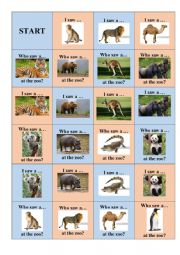 English Worksheet: Zoo animals (loop game)