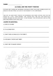 English Worksheet: ali baba and the 40 thieves