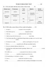 English Worksheet: Word formation test