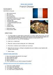 English Worksheet: FRENCH CHICKEN