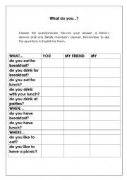 English Worksheet: What do you...?
