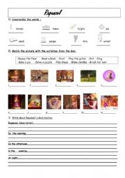 English Worksheet: Rapunzels  Daily Routine