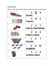 English Worksheet: SCHOOL OBJECTS