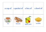 English Worksheet: Food Containers and Quantities. PART 2