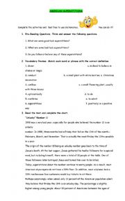 English Worksheet: American superstitions worksheet