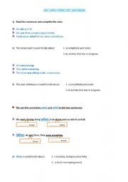 English Worksheet: Past simple versus past continuous(when-while)