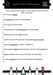 English Worksheet: Questions