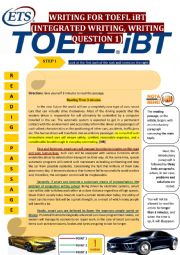 English Worksheet: WRITING FOR TOEFL iBT: INTEGRATED WRITING, QUESTION 1 [methodology]