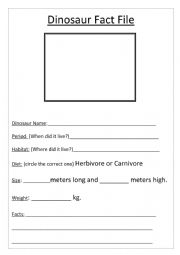 English Worksheet: Dinosaur Fact File