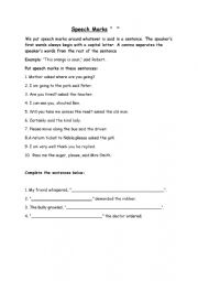 English Worksheet: Speech marks