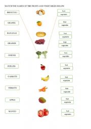English Worksheet: FRUITS AND VEGETABLES