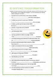 English Worksheet: B2 SENTENCE TRANSFORMATION 5