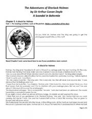 English Worksheet: The Adventures of Sherlock Holmes by Sir Arthur Conan Doyle. A Scandal in Bohemia Part 5 of 5