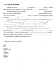 English Worksheet: Circulatory System Worksheet