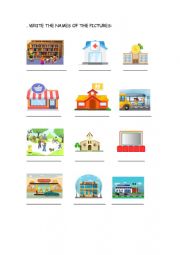 English Worksheet: Places in town