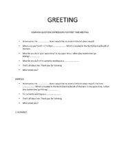 English Worksheet: GREETING