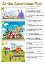 English Worksheet: At the amusement park