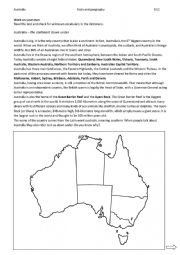 English worksheet: Australia s facts