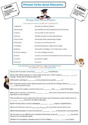 English Worksheet: Phrasal Verb About Education: A2.3 level