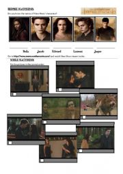 English Worksheet: New Moon trailer comprehension and past continuous tense