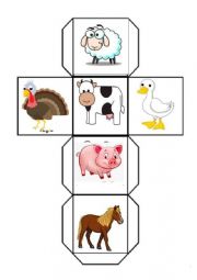 English Worksheet: Farm animals dice. 
