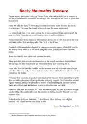 English Worksheet: Rocky Mountain Treasure