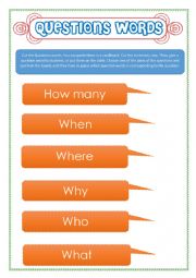 English Worksheet: Question Words - WH - Verb to be