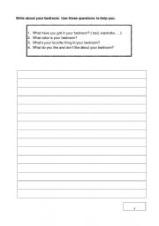 English Worksheet: BEDROOM WRITING