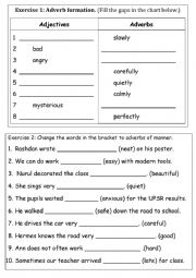 English Worksheet: Adverbs of Manner