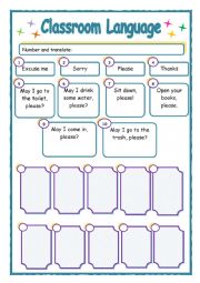 classroom language chart activity