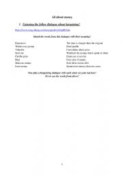 English Worksheet: All about money